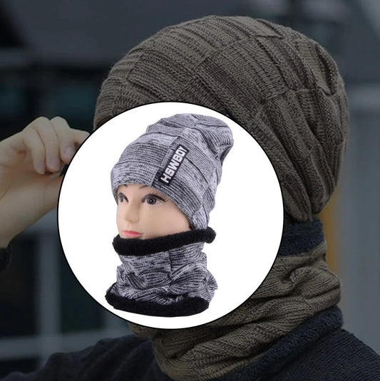 Ultra Soft Unisex Woolen Beanie Cap Plus Muffler Scarf